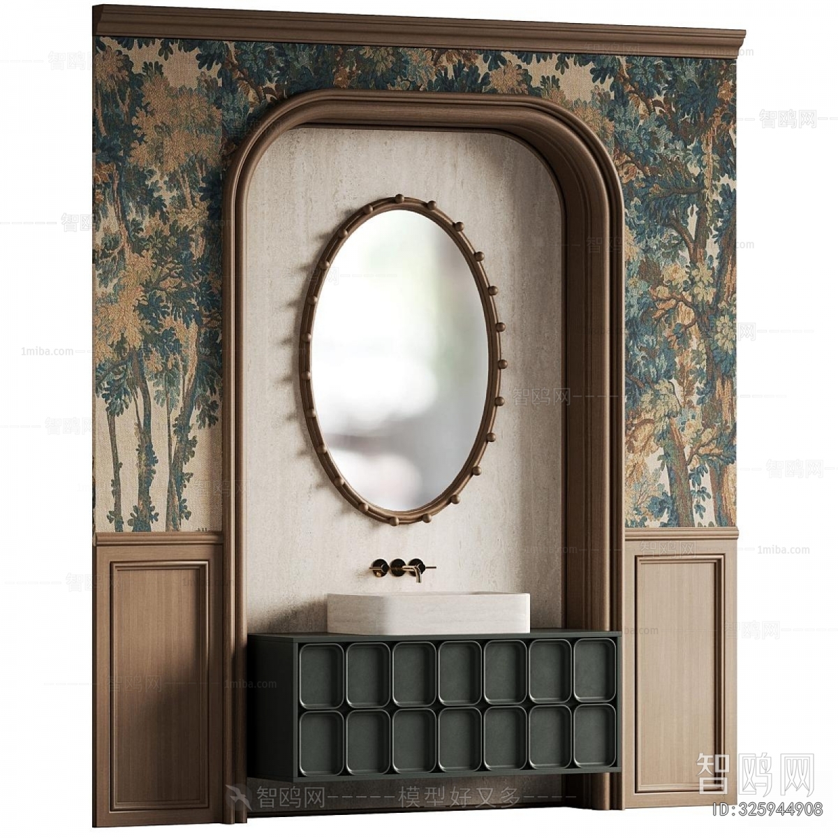 French Style Retro Style Bathroom Cabinet