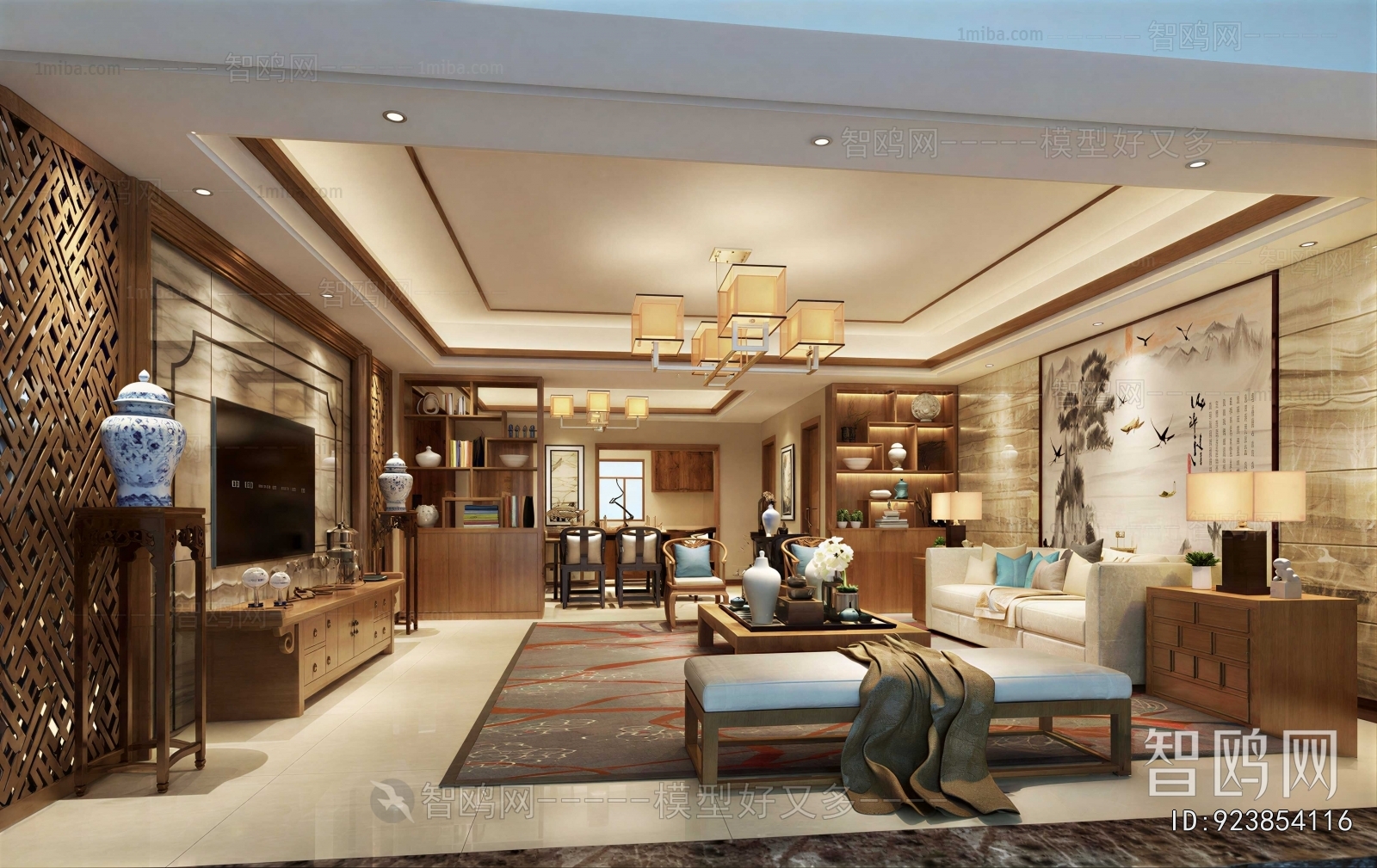 New Chinese Style A Living Room