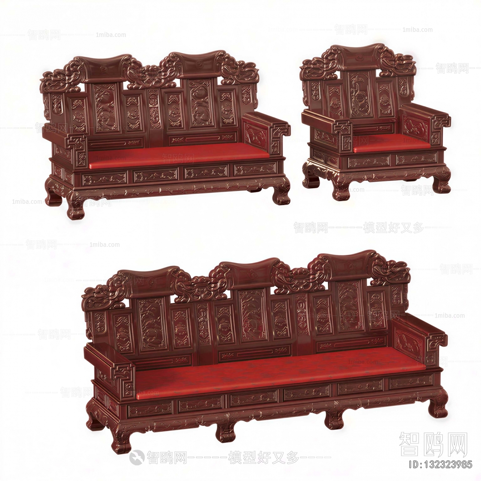 Chinese Style Three-seat Sofa