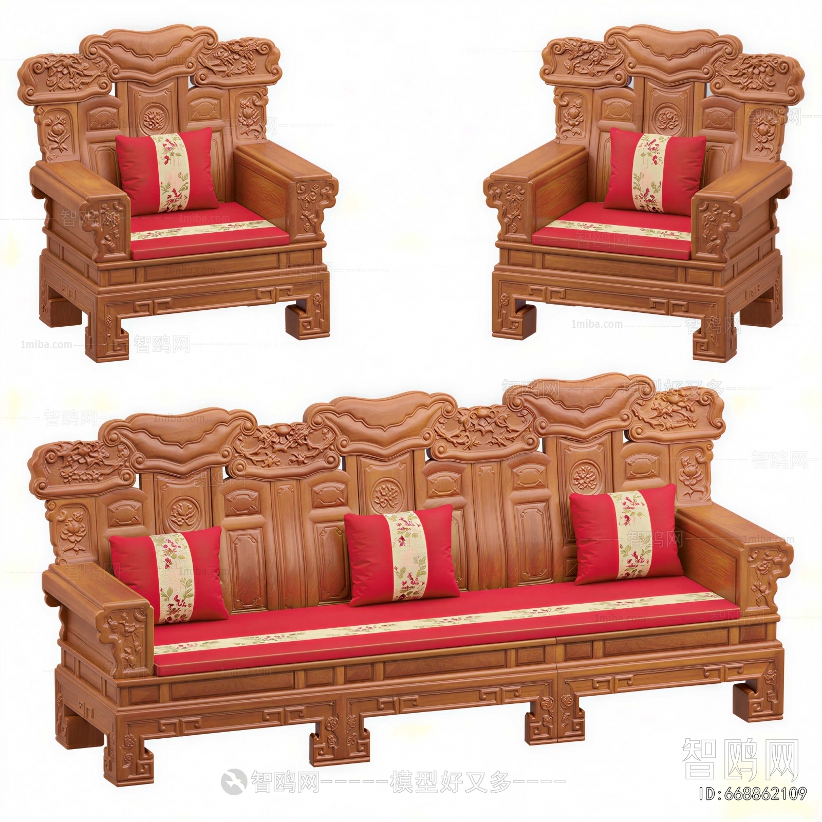 Chinese Style Three-seat Sofa