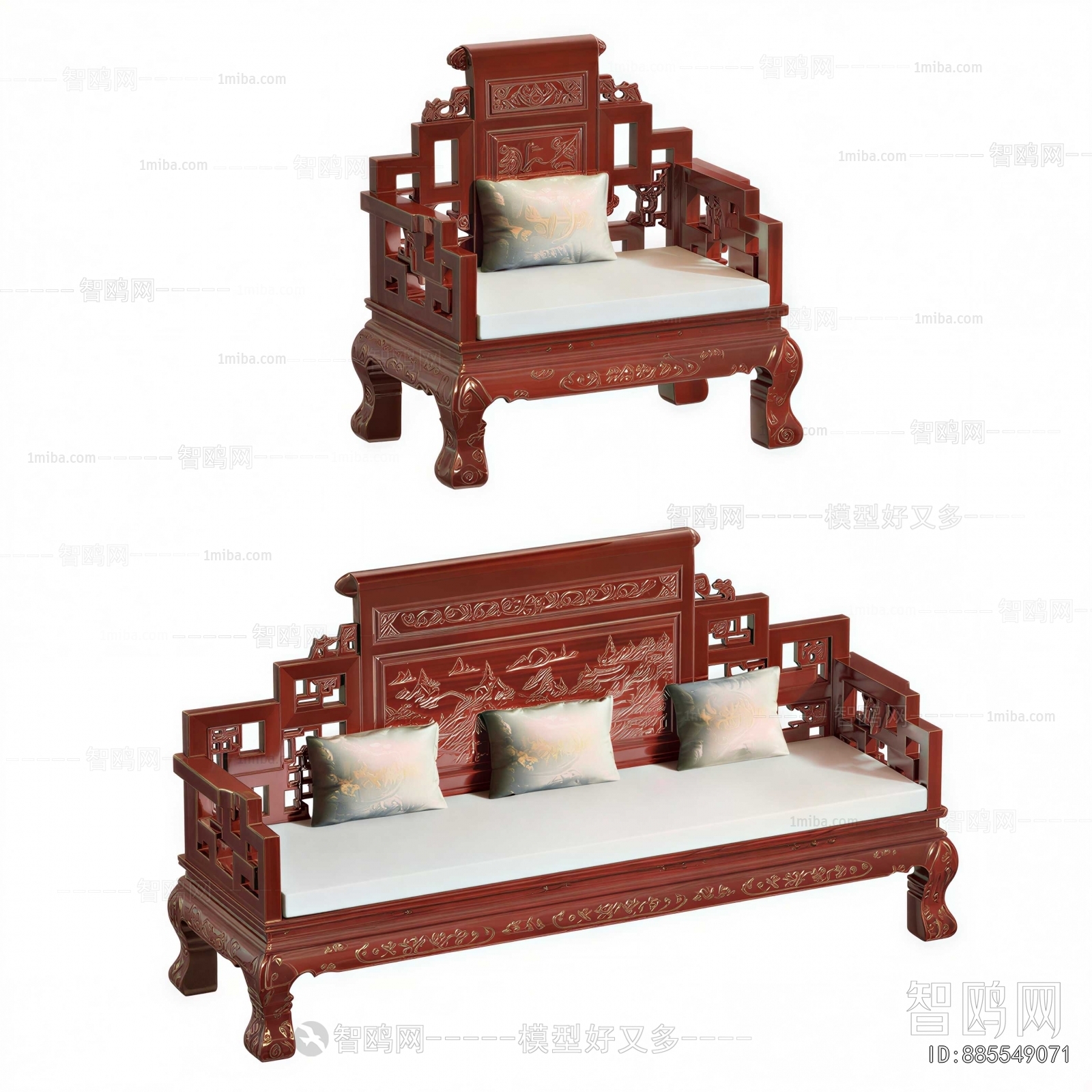 Chinese Style Three-seat Sofa