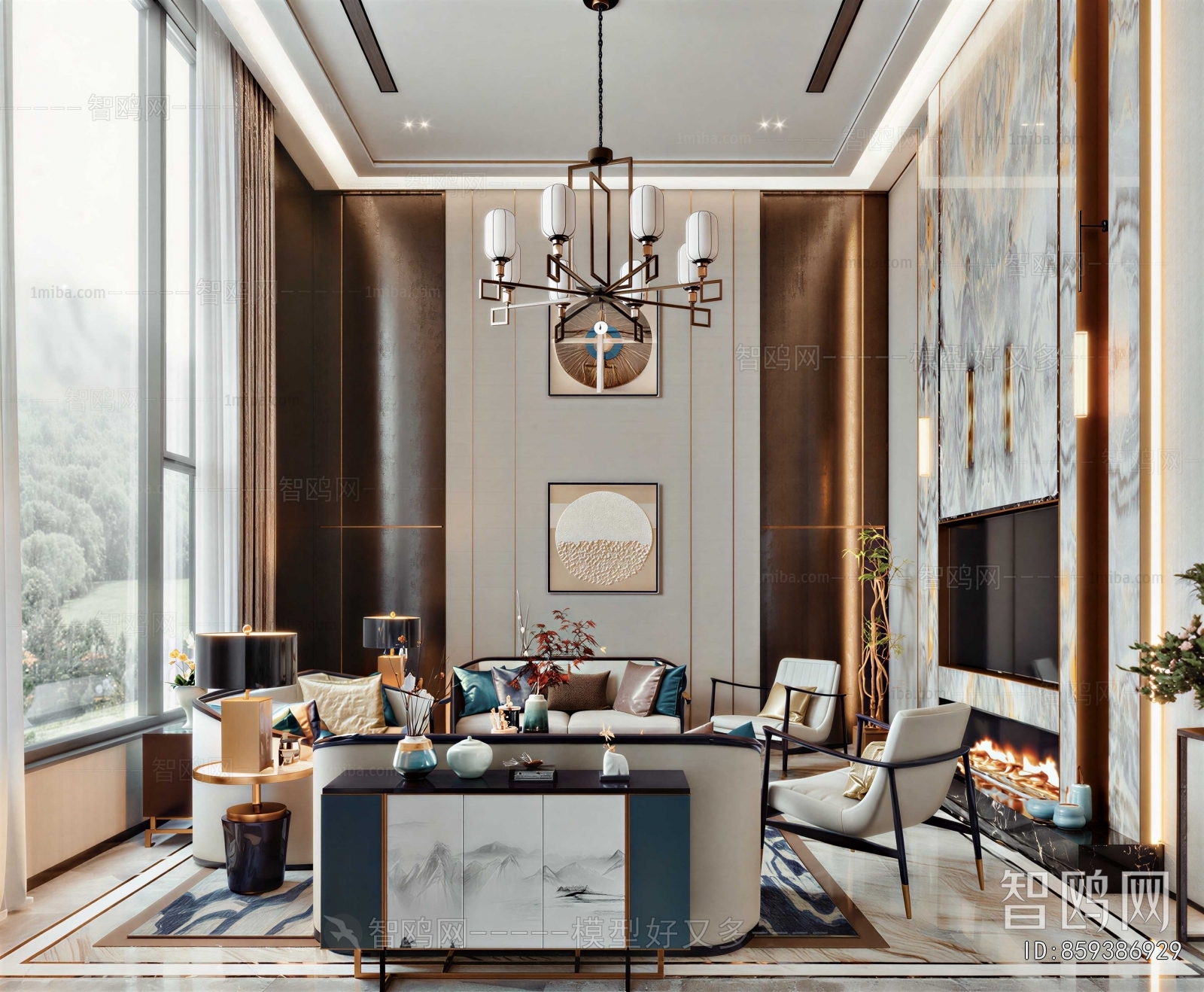 New Chinese Style A Living Room