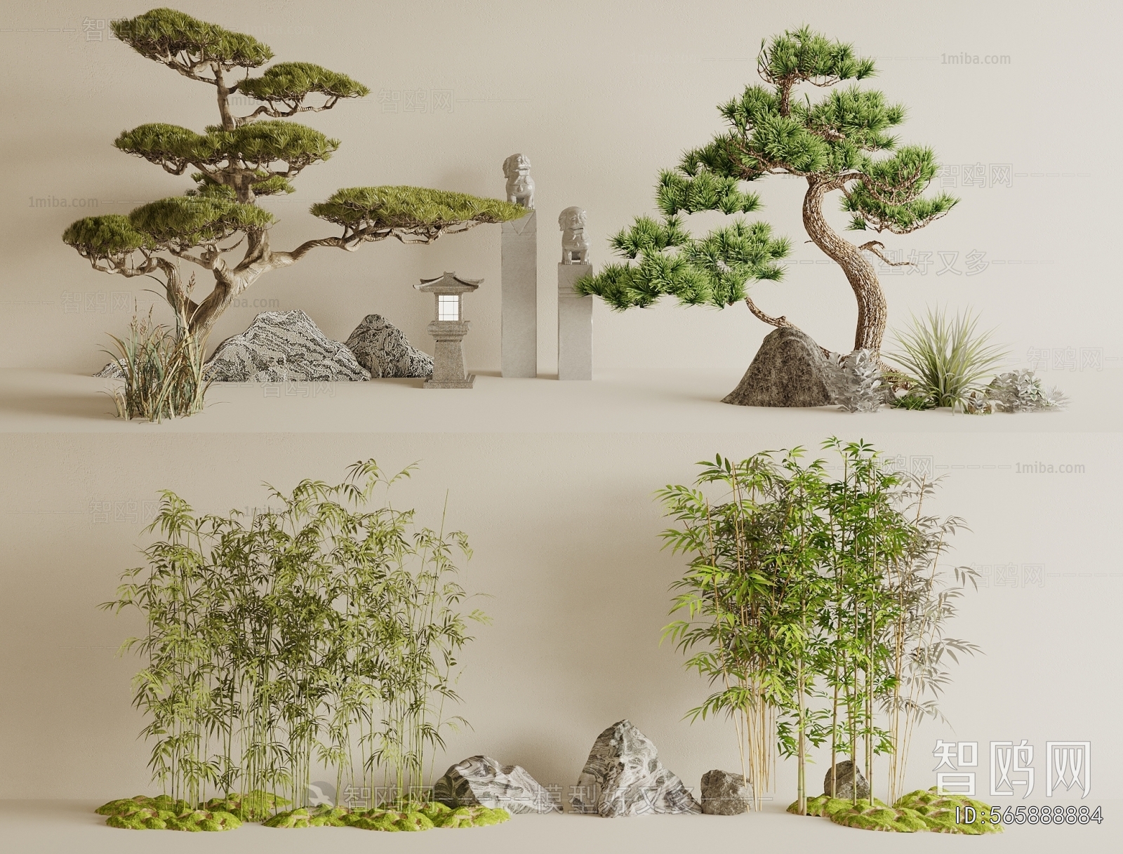 New Chinese Style Plant Pile