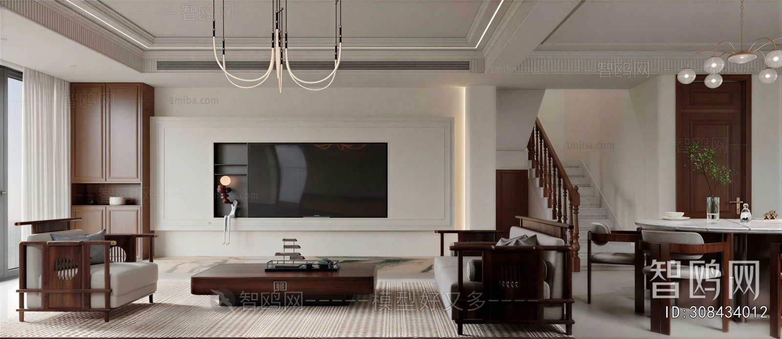 New Chinese Style A Living Room