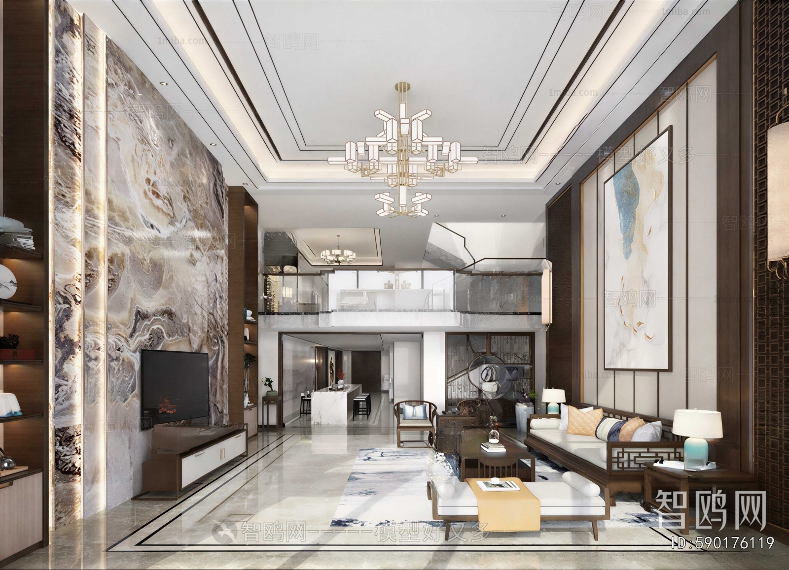 New Chinese Style A Living Room