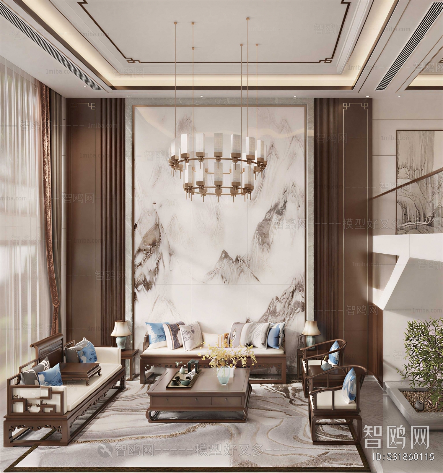 New Chinese Style A Living Room