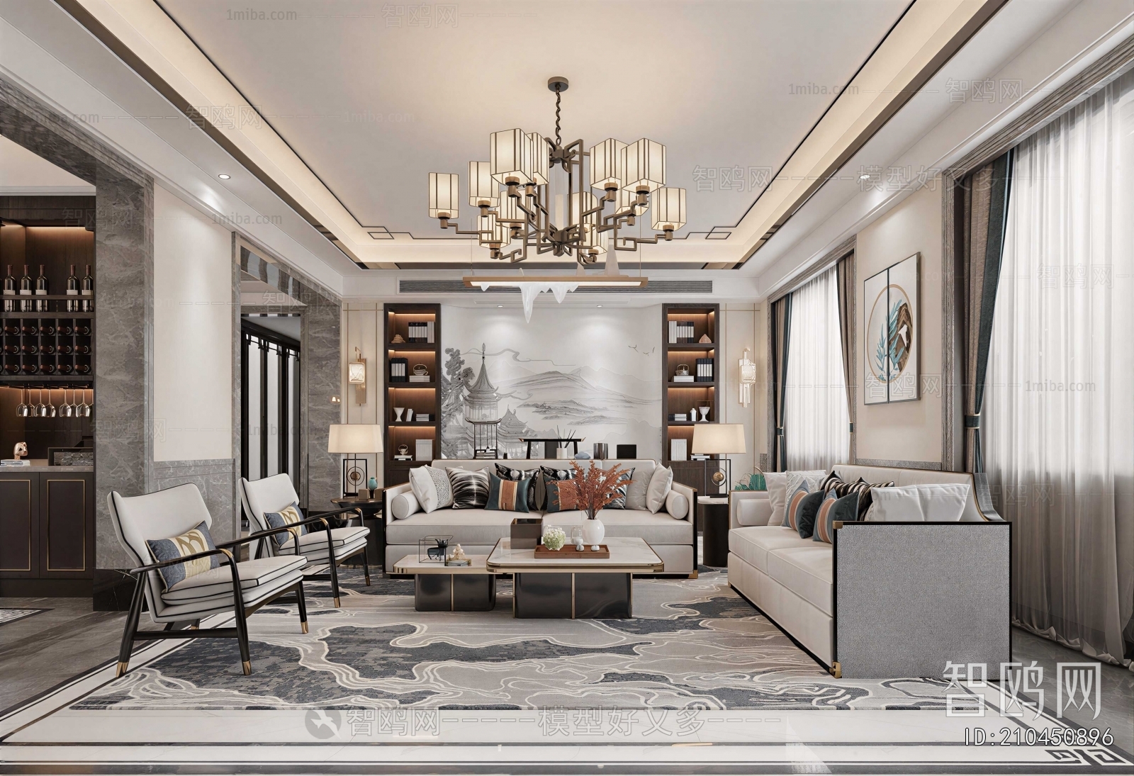 New Chinese Style A Living Room