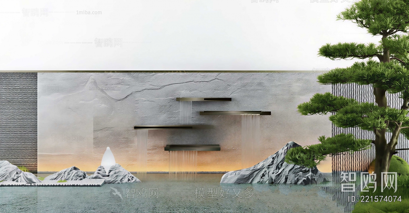 New Chinese Style Rockery Waterscape