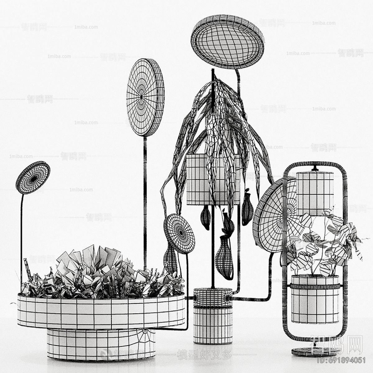 Modern Potted Green Plant