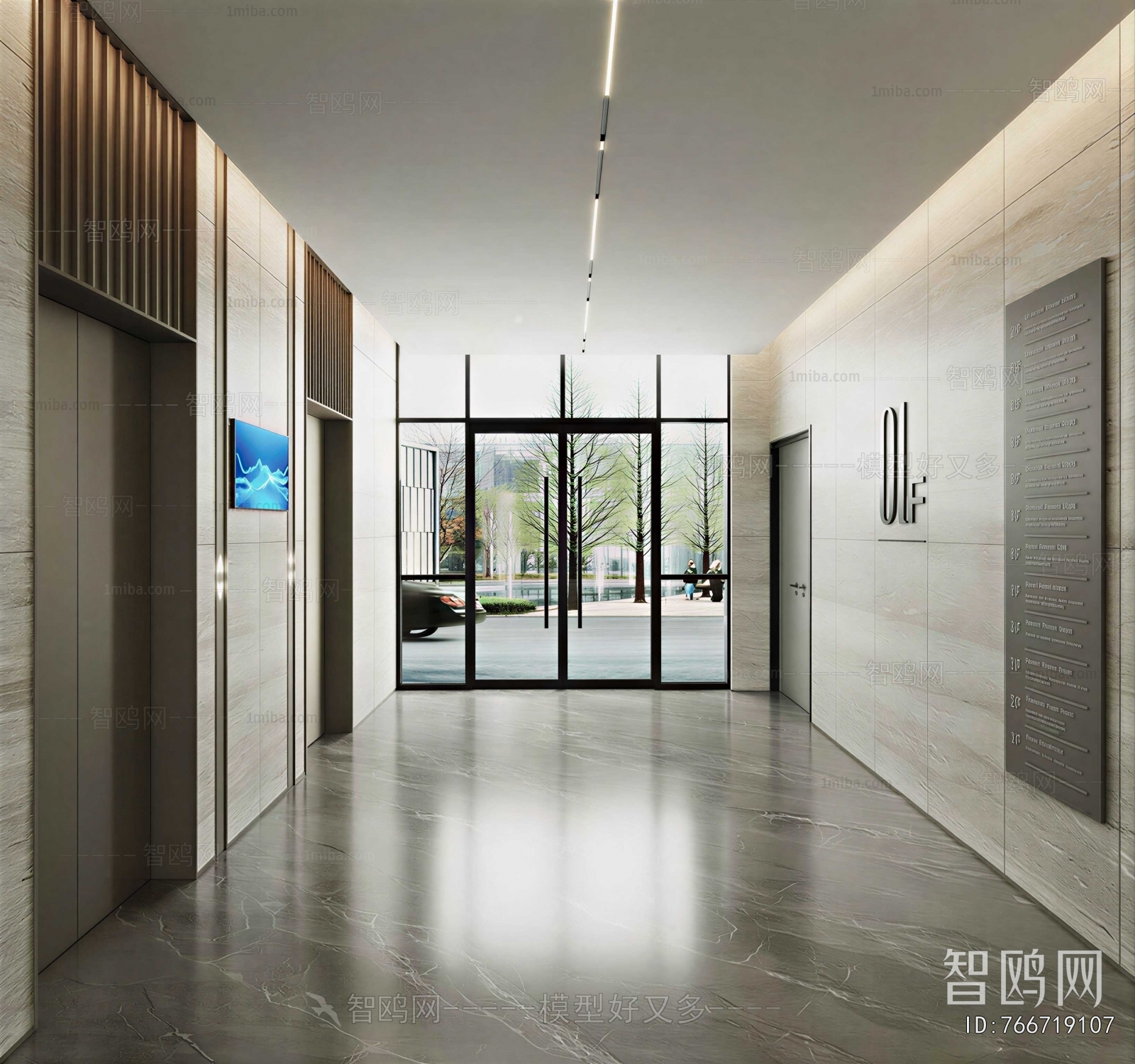 Modern Office Elevator Hall