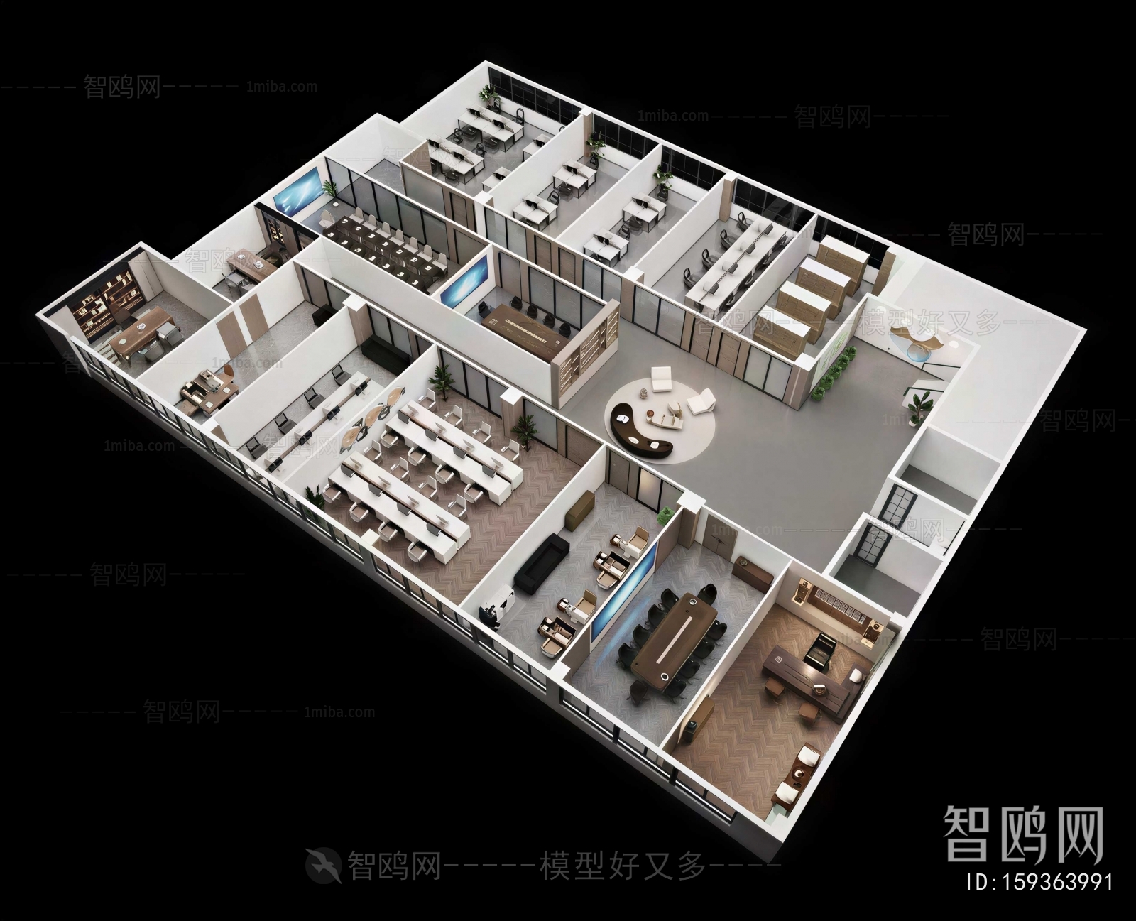 Modern Bird 's-eye View Of Office