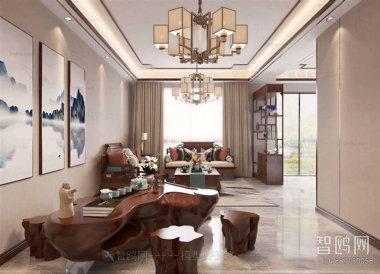 New Chinese Style A Living Room