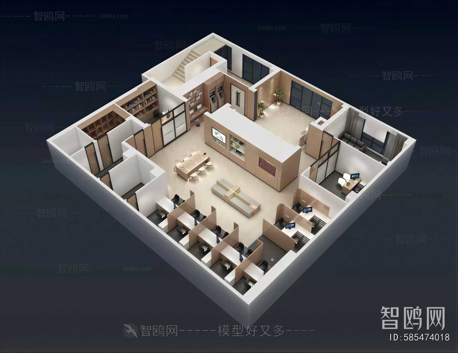 Modern Bird 's-eye View Of Office