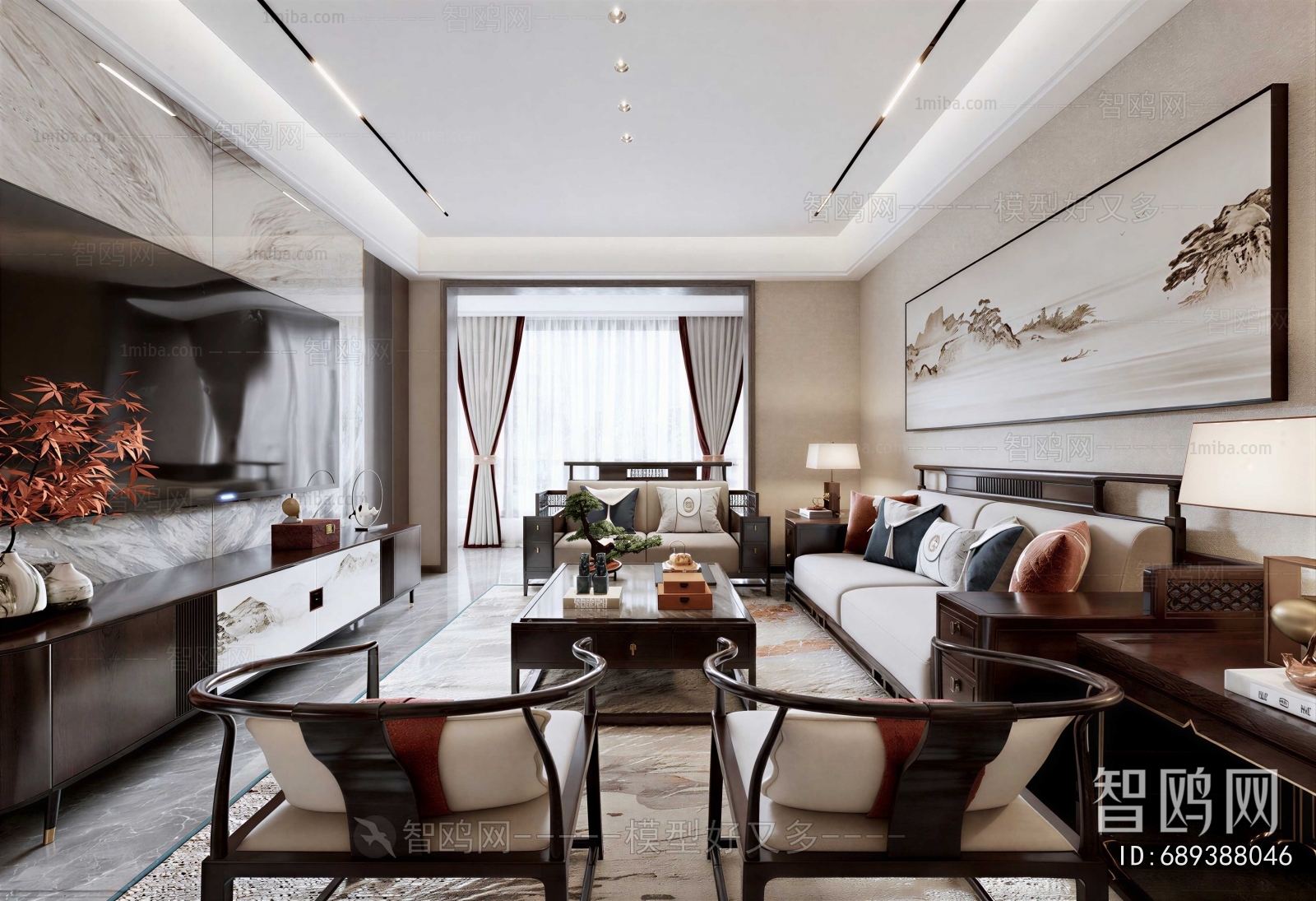 New Chinese Style A Living Room