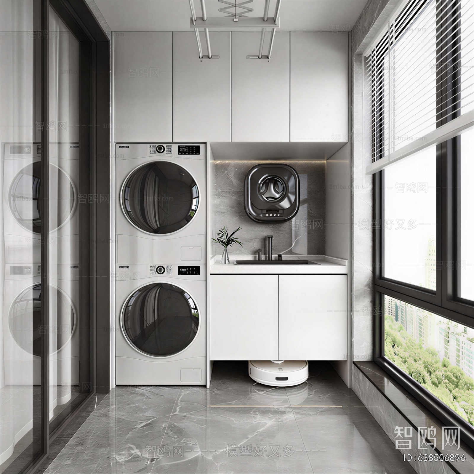 Modern Balcony Laundry Room