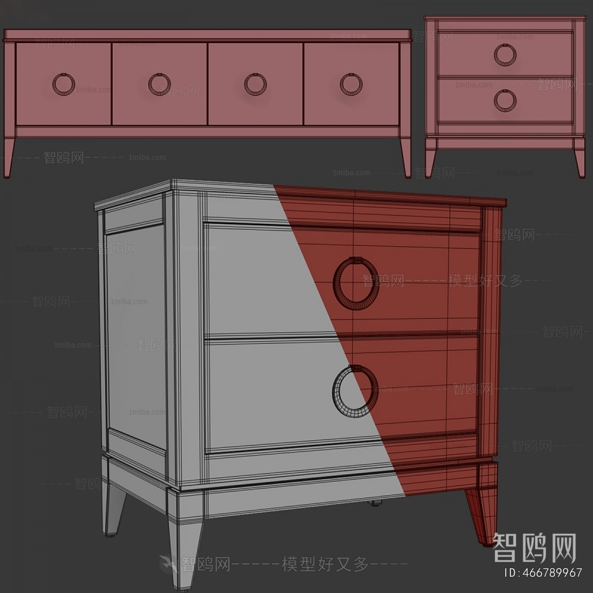 Simple European Style Bedside Cupboard