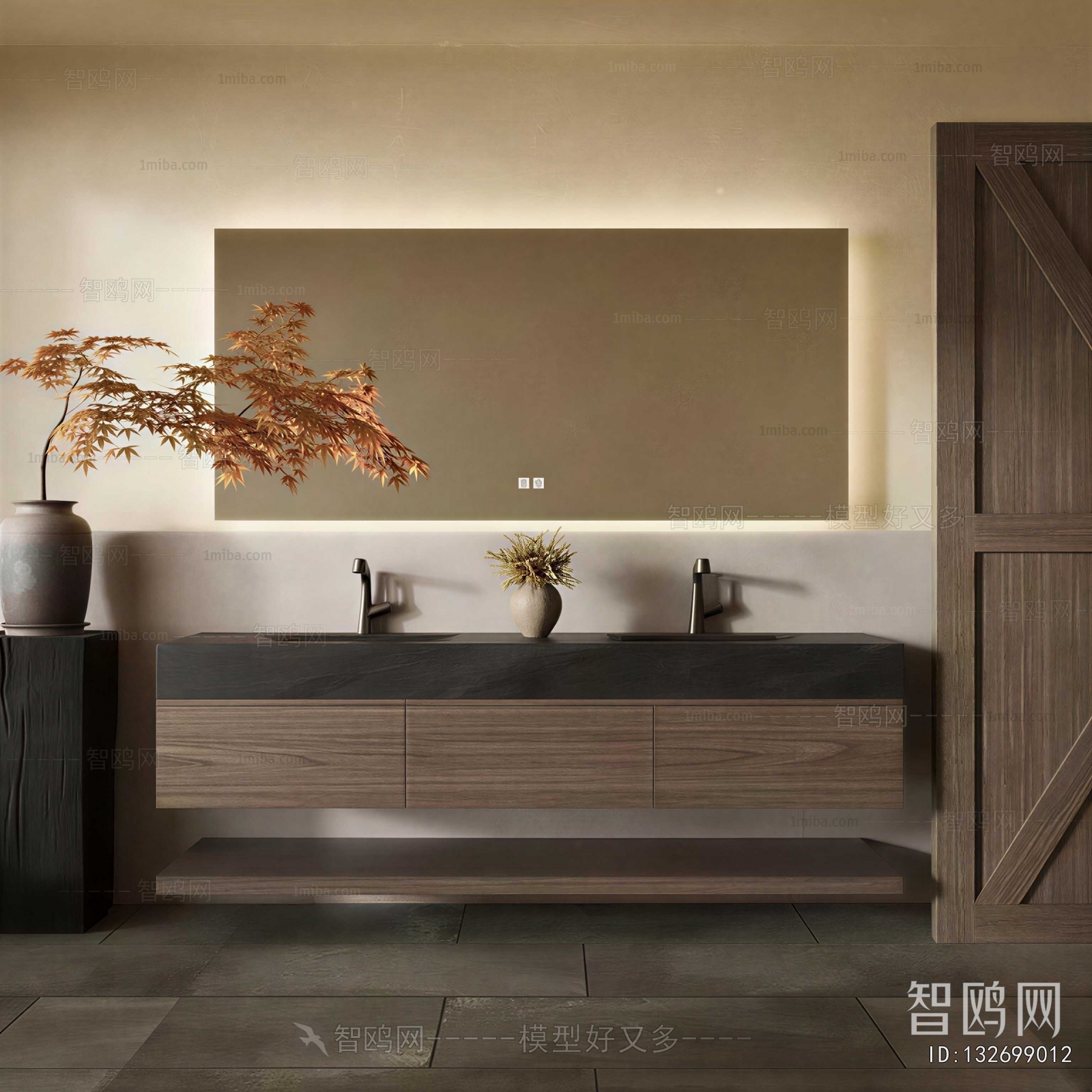 Wabi-sabi Style Bathroom Cabinet