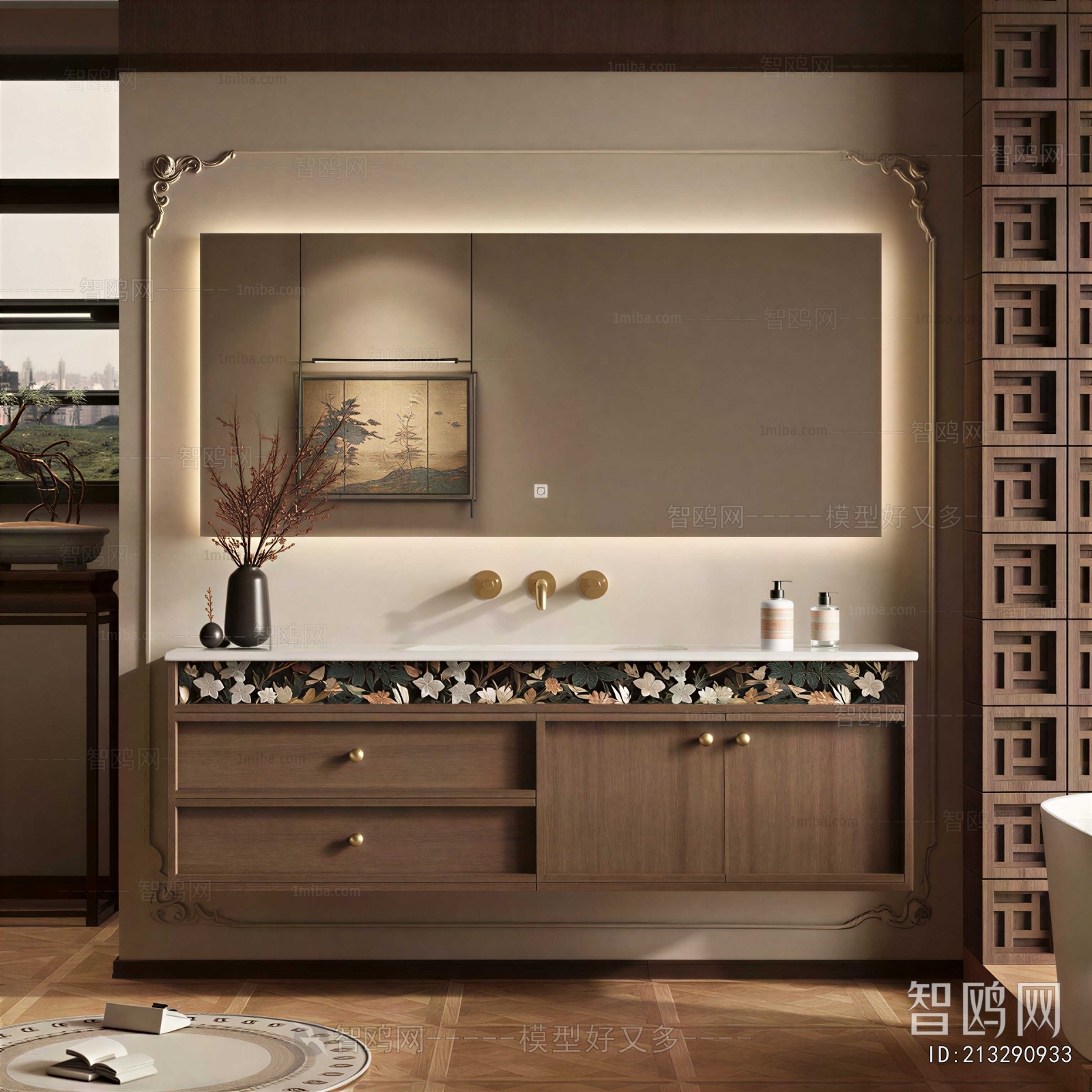 New Chinese Style Bathroom Cabinet