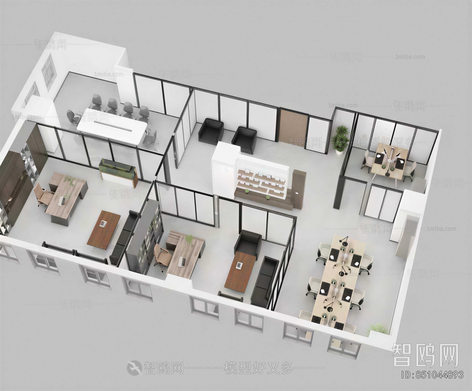 Modern Bird 's-eye View Of Office