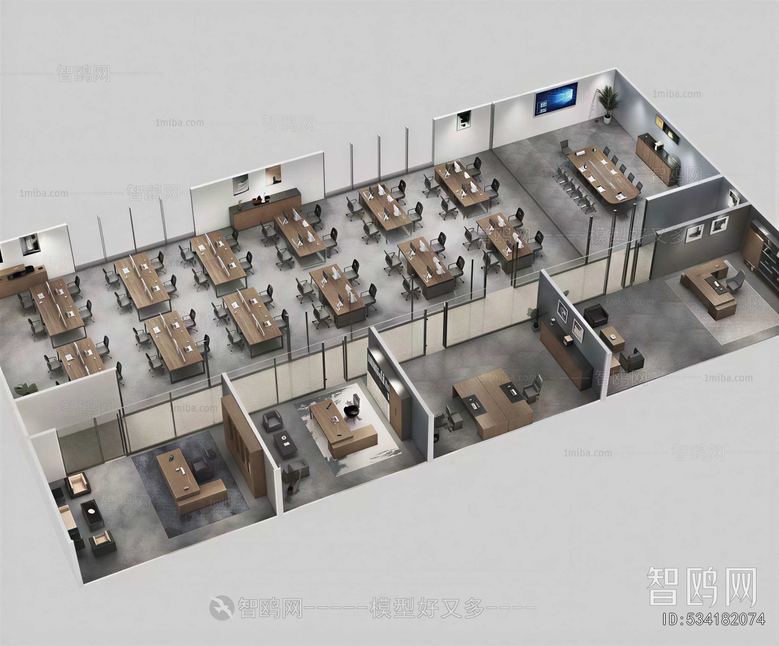 Modern Bird 's-eye View Of Office