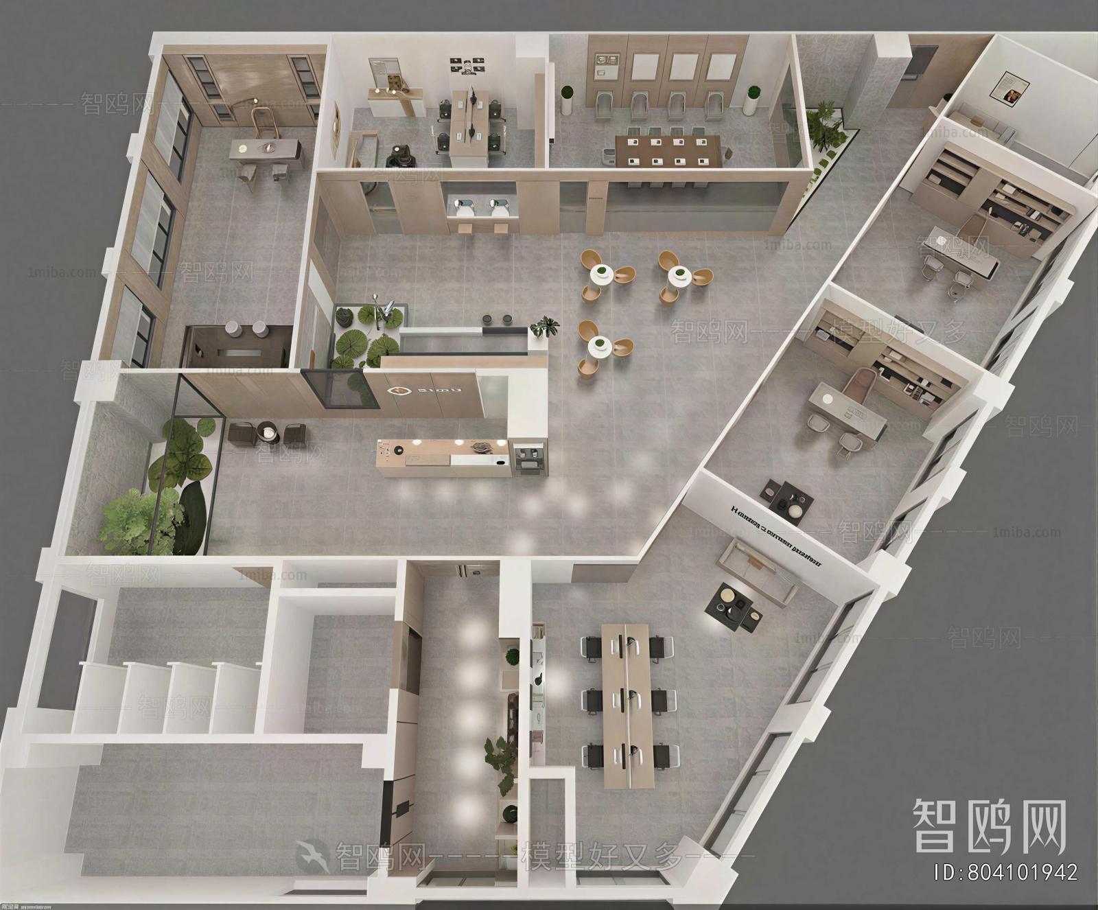 Modern Bird 's-eye View Of Office