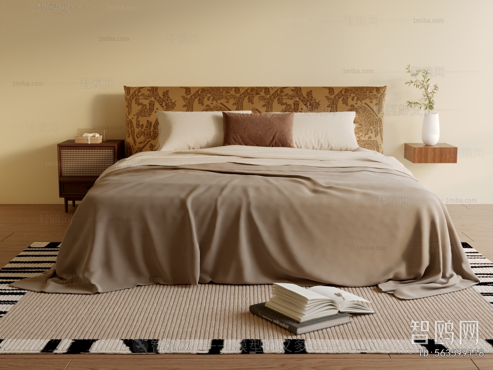 Wabi-sabi Style Double Bed