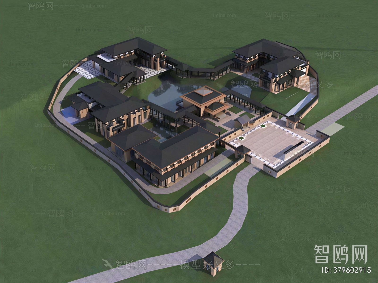 New Chinese Style Architectural Bird's-eye View Planning