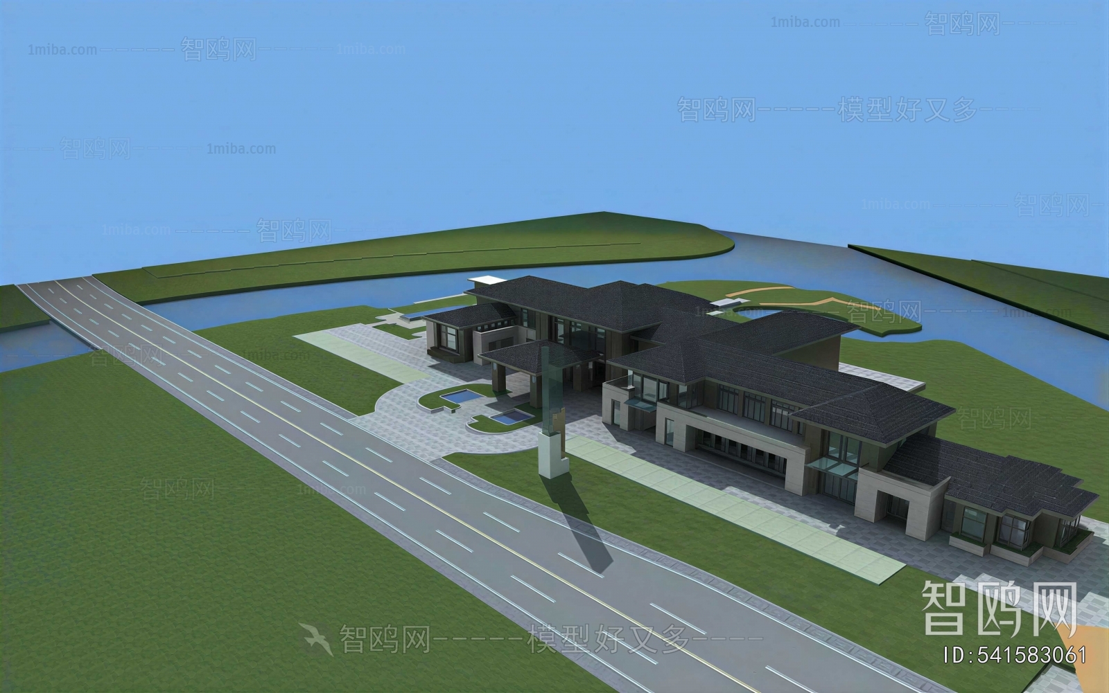 New Chinese Style Architectural Bird's-eye View Planning