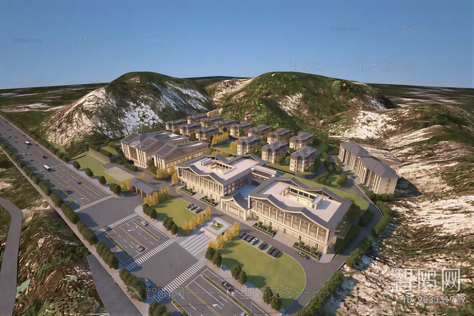 New Chinese Style Architectural Bird's-eye View Planning