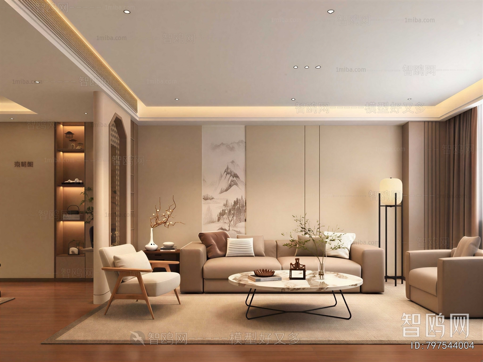 New Chinese Style A Living Room