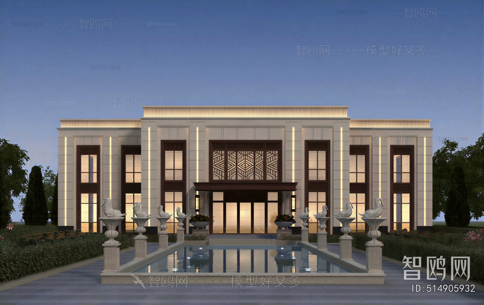 New Chinese Style Appearance Of Commercial Building