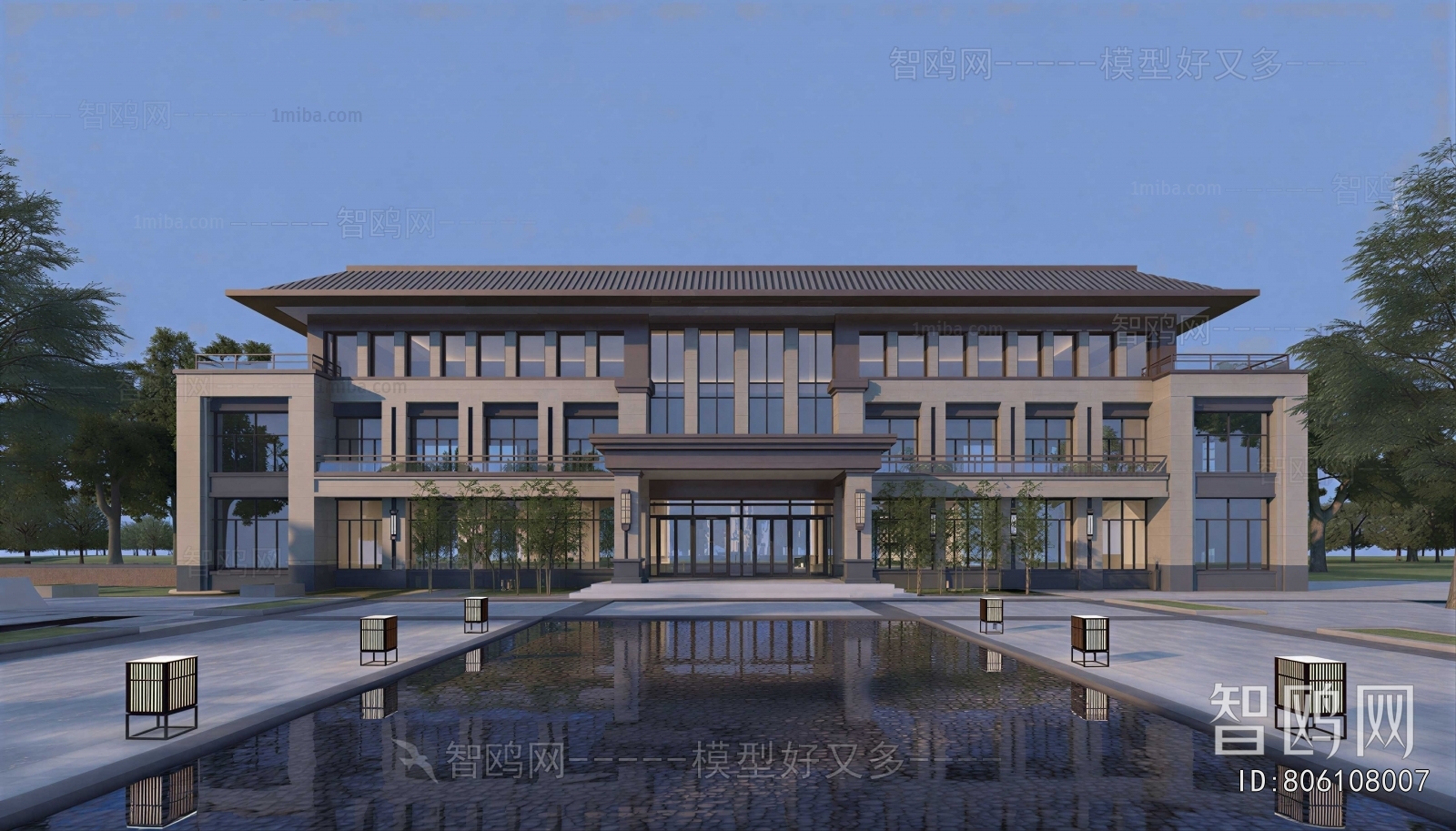 New Chinese Style Appearance Of Commercial Building