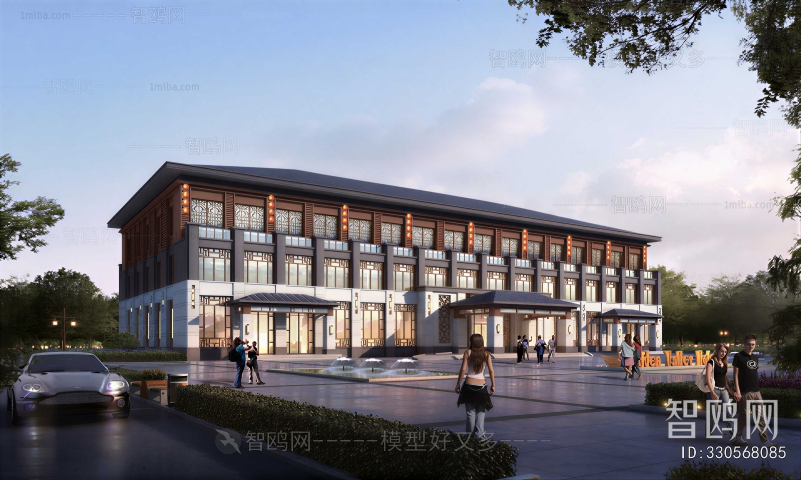 New Chinese Style Appearance Of Commercial Building