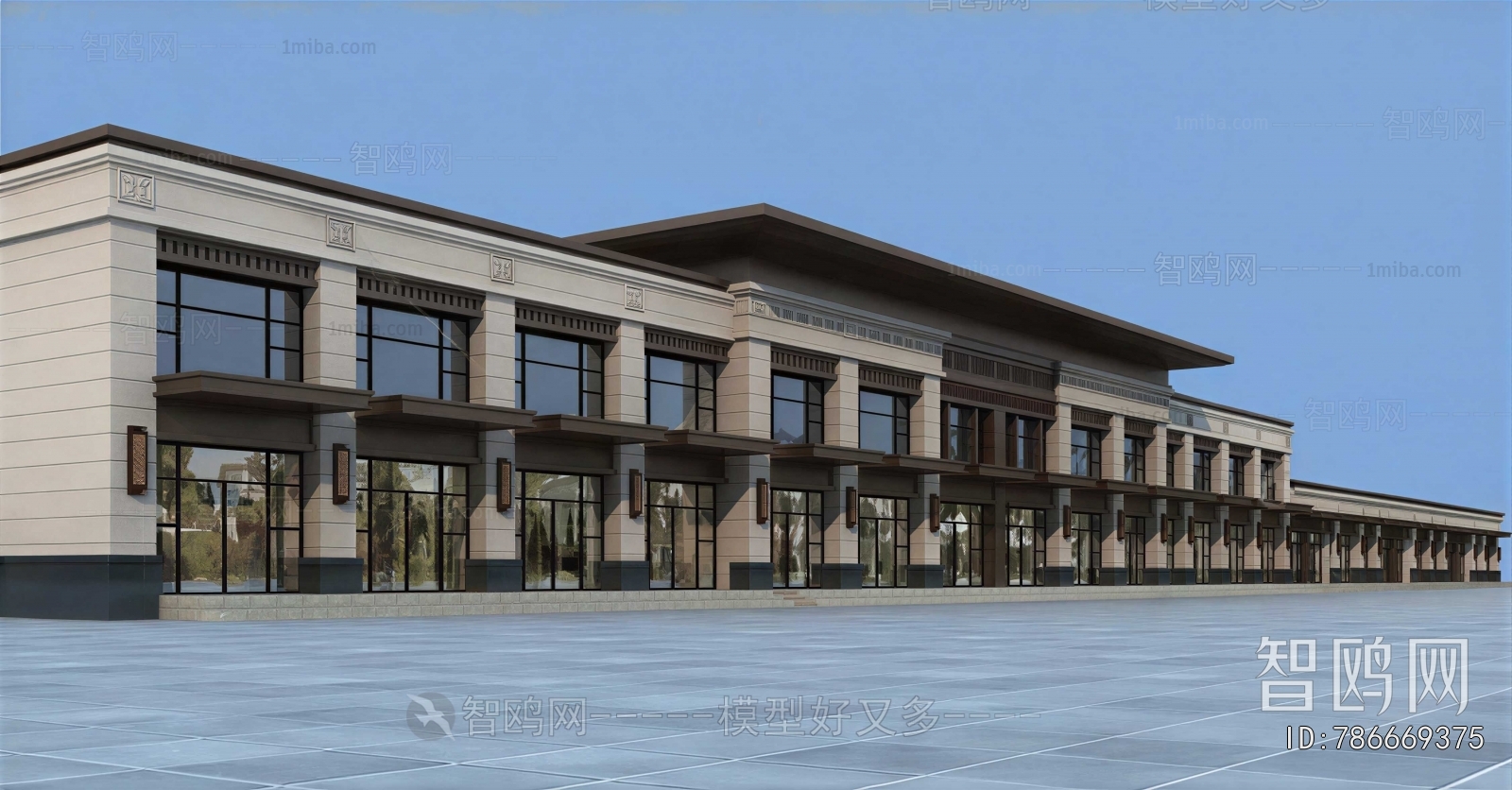 New Chinese Style Appearance Of Commercial Building