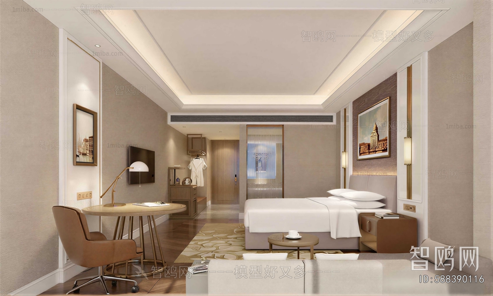 Simple European Style Guest Room