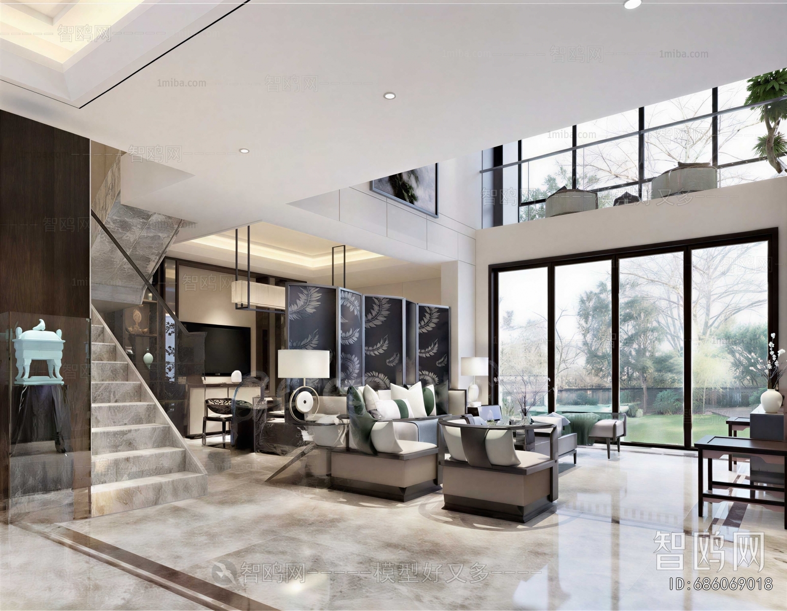 New Chinese Style A Living Room