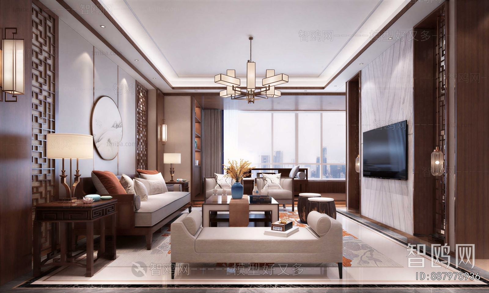New Chinese Style A Living Room