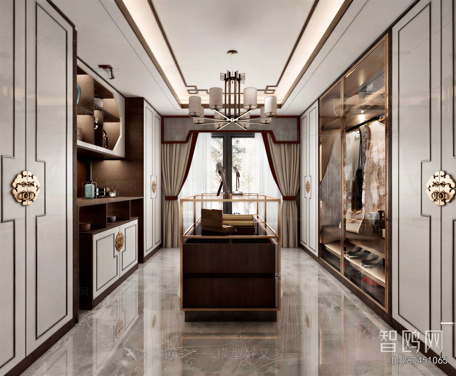 New Chinese Style Clothes Storage Area