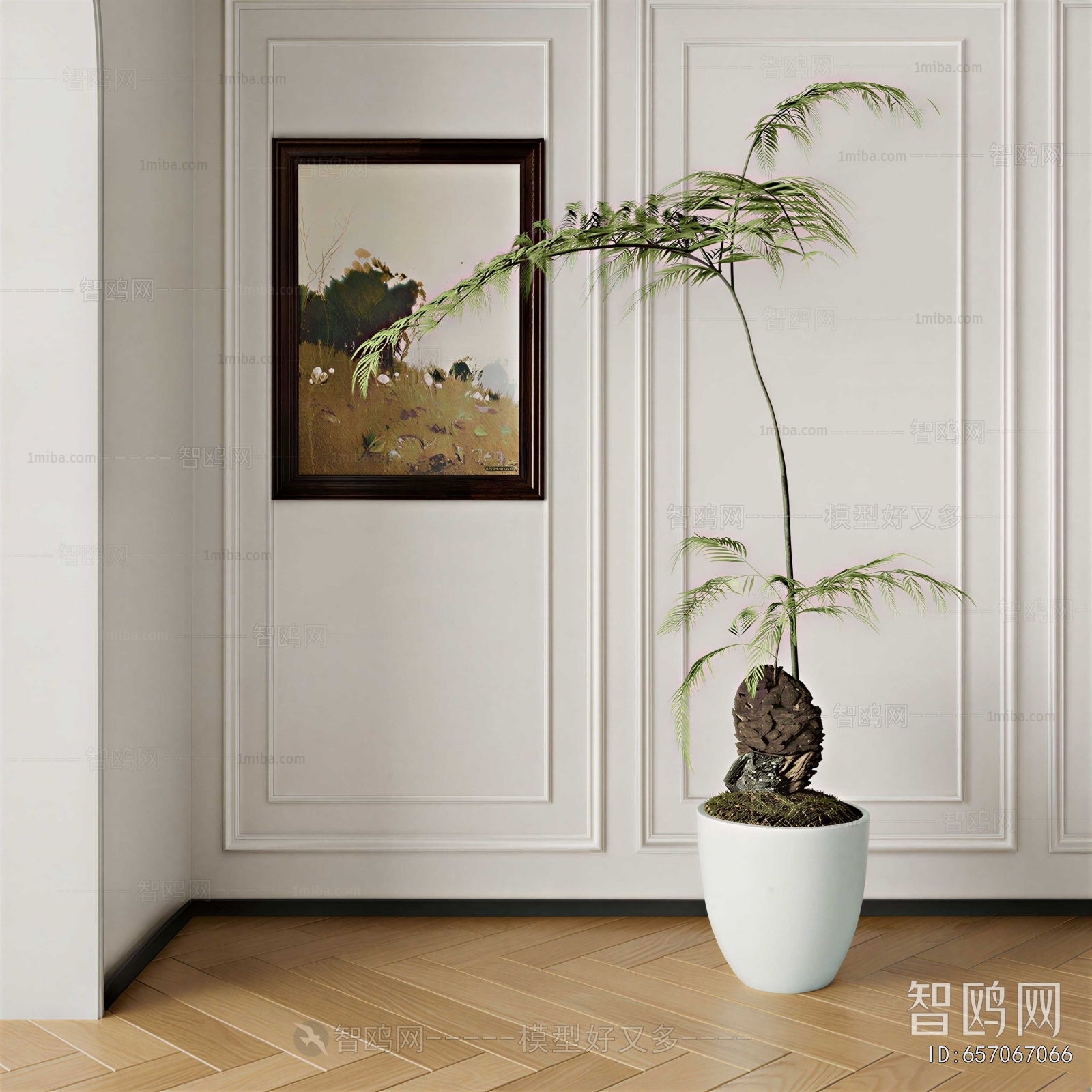 Modern Potted Green Plant