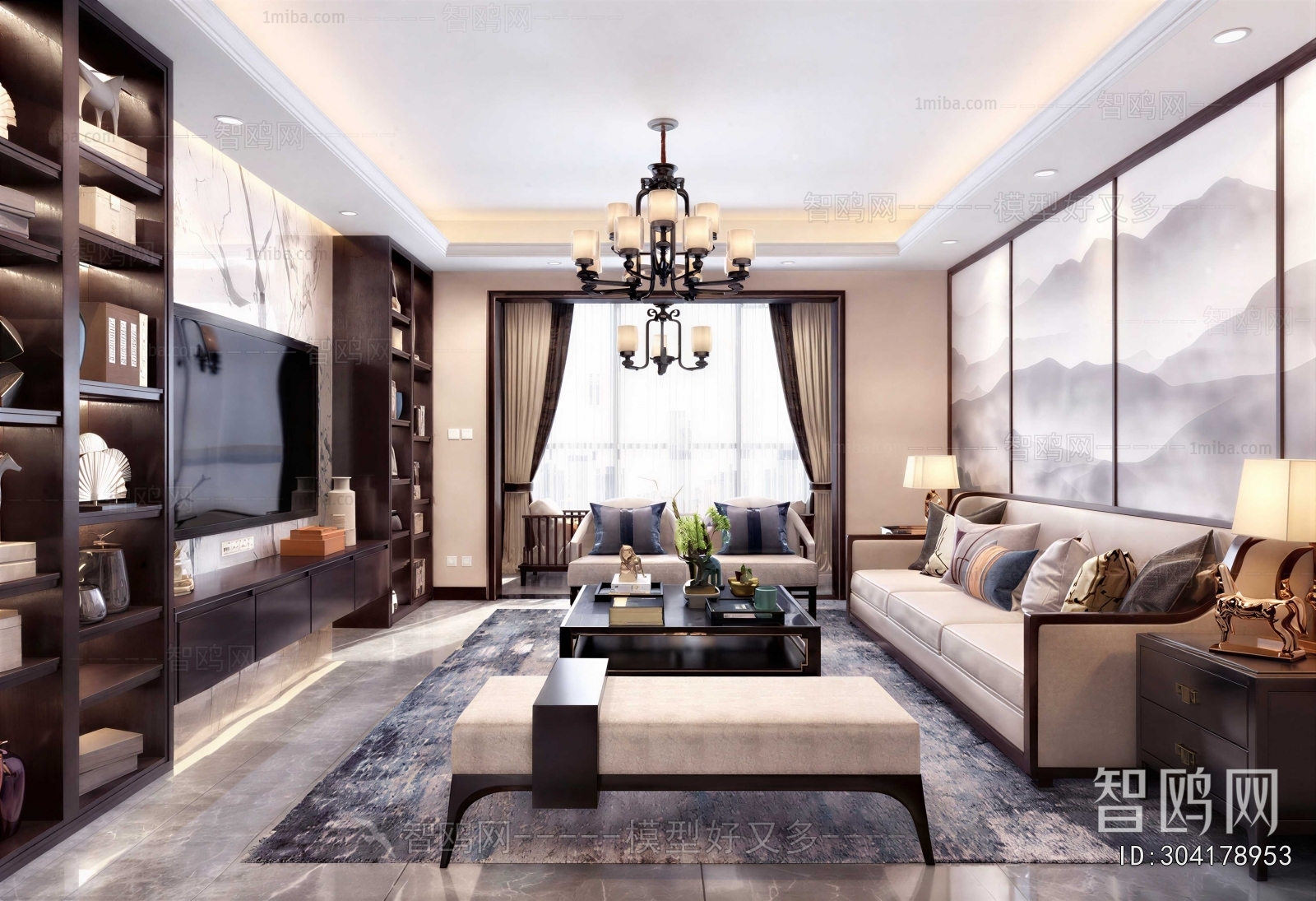 New Chinese Style A Living Room