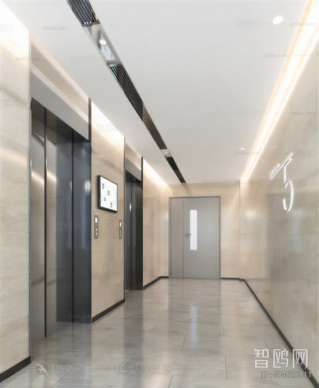 Modern Office Elevator Hall
