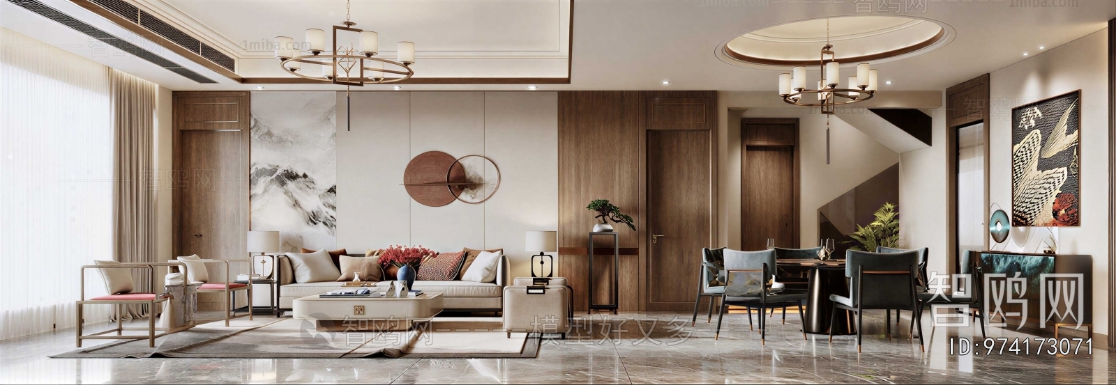 New Chinese Style A Living Room