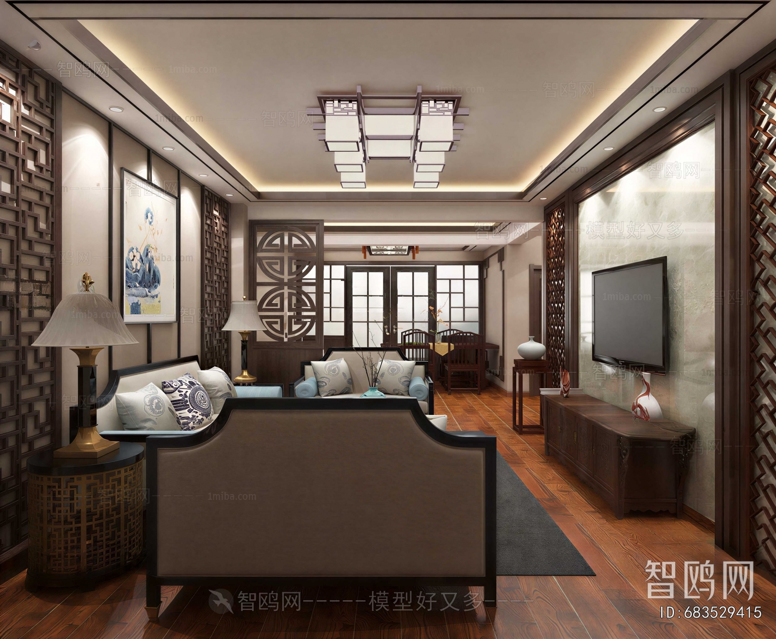 New Chinese Style A Living Room