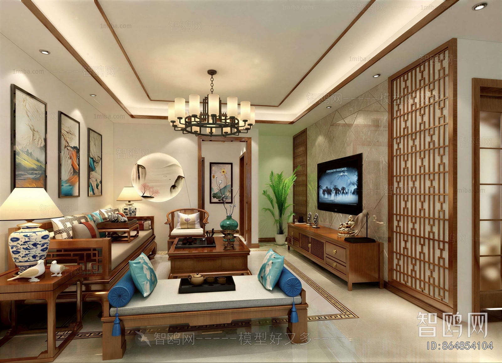 New Chinese Style A Living Room