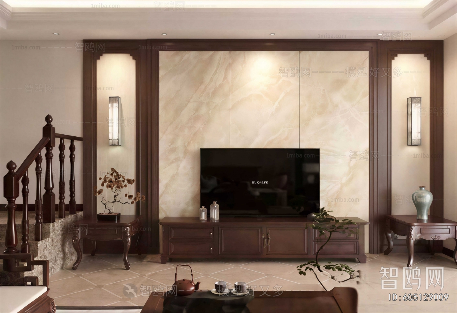 New Chinese Style A Living Room