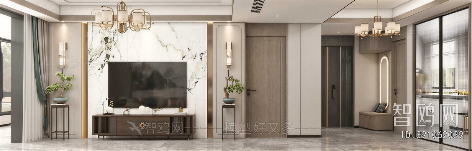 New Chinese Style A Living Room