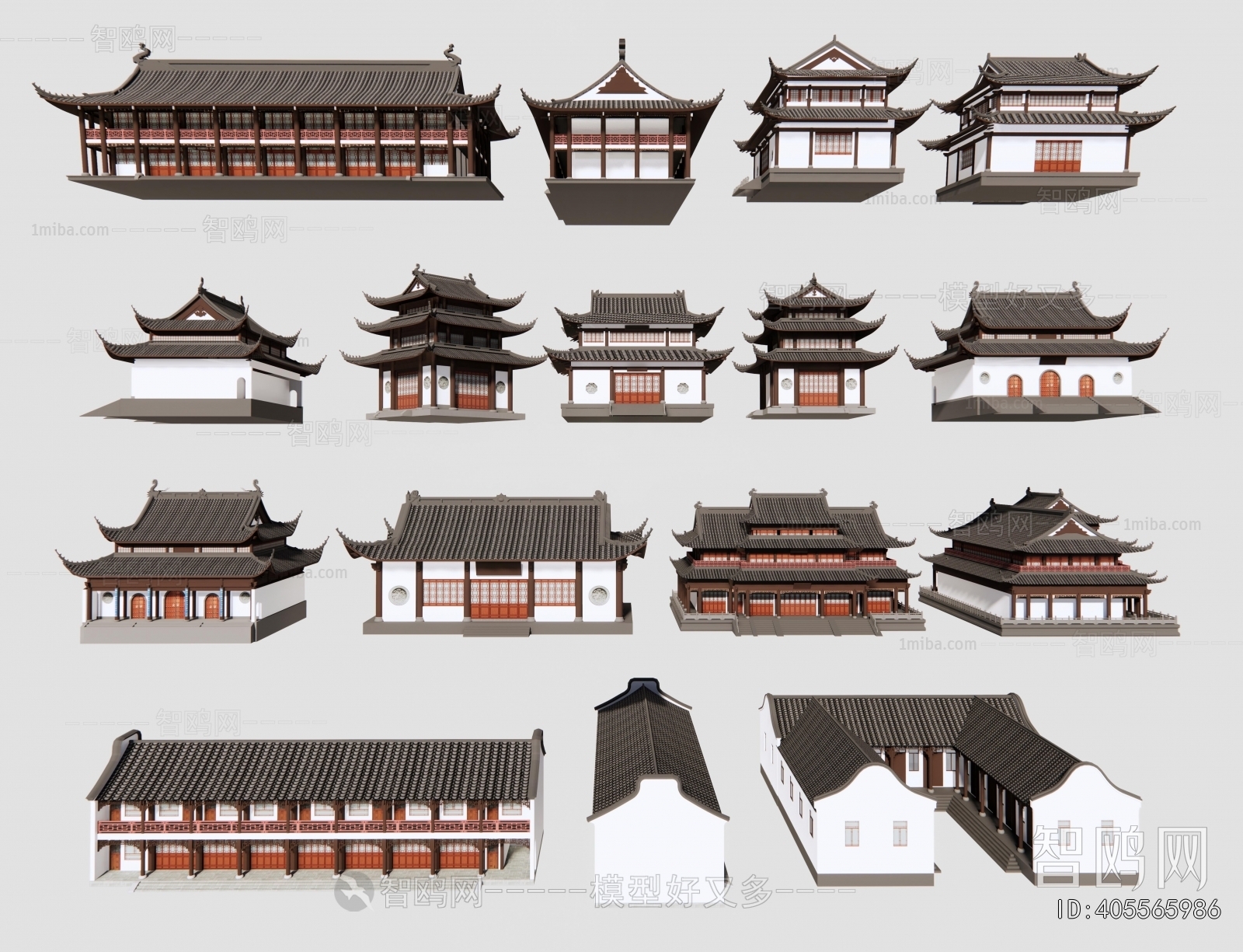 New Chinese Style Ancient Architectural Buildings