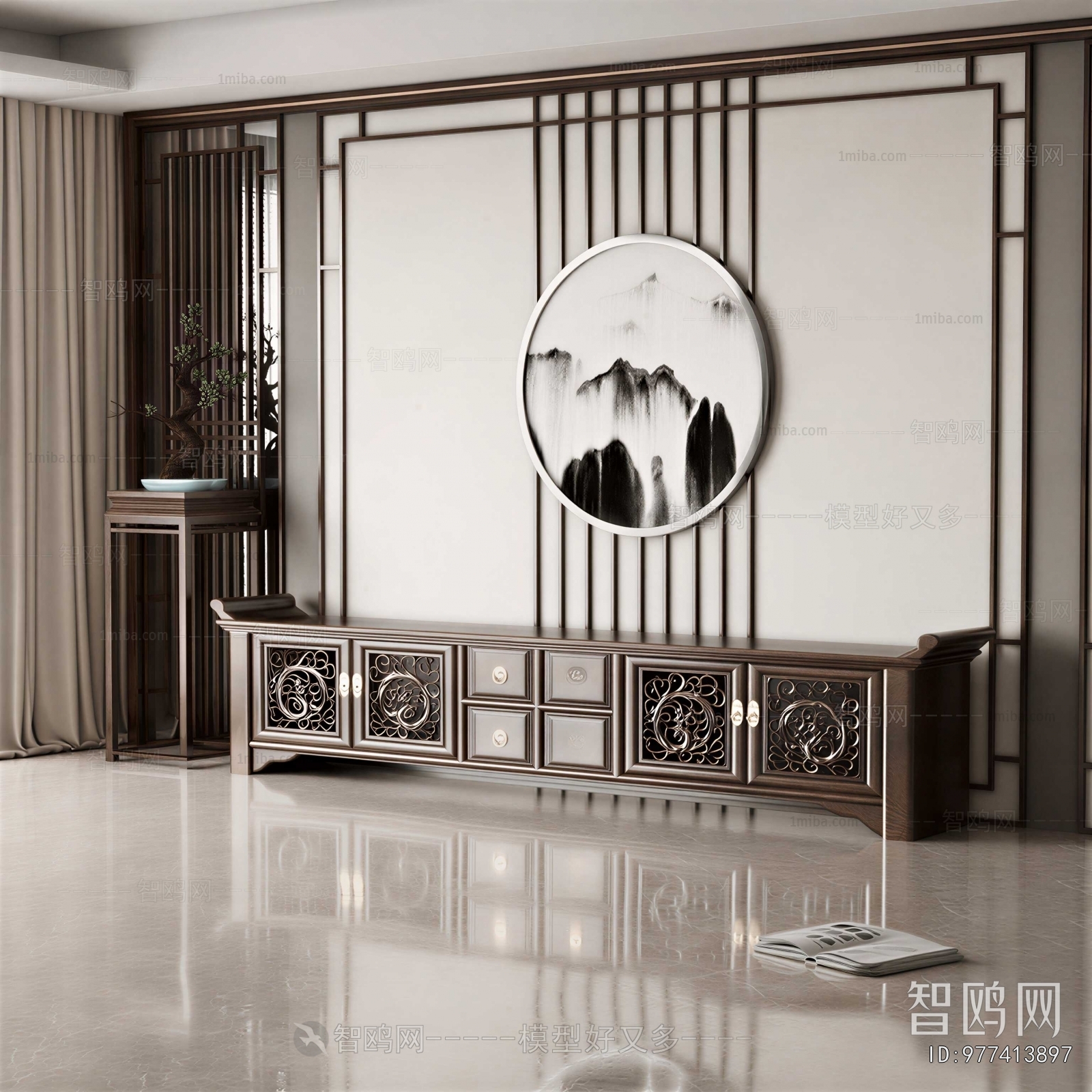 New Chinese Style TV Wall