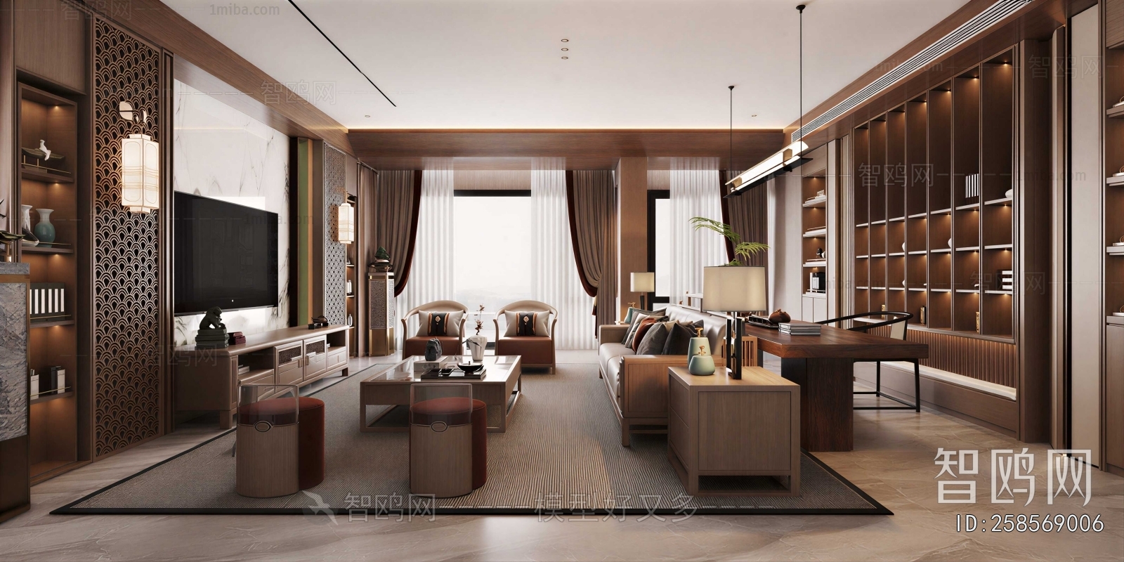 New Chinese Style A Living Room