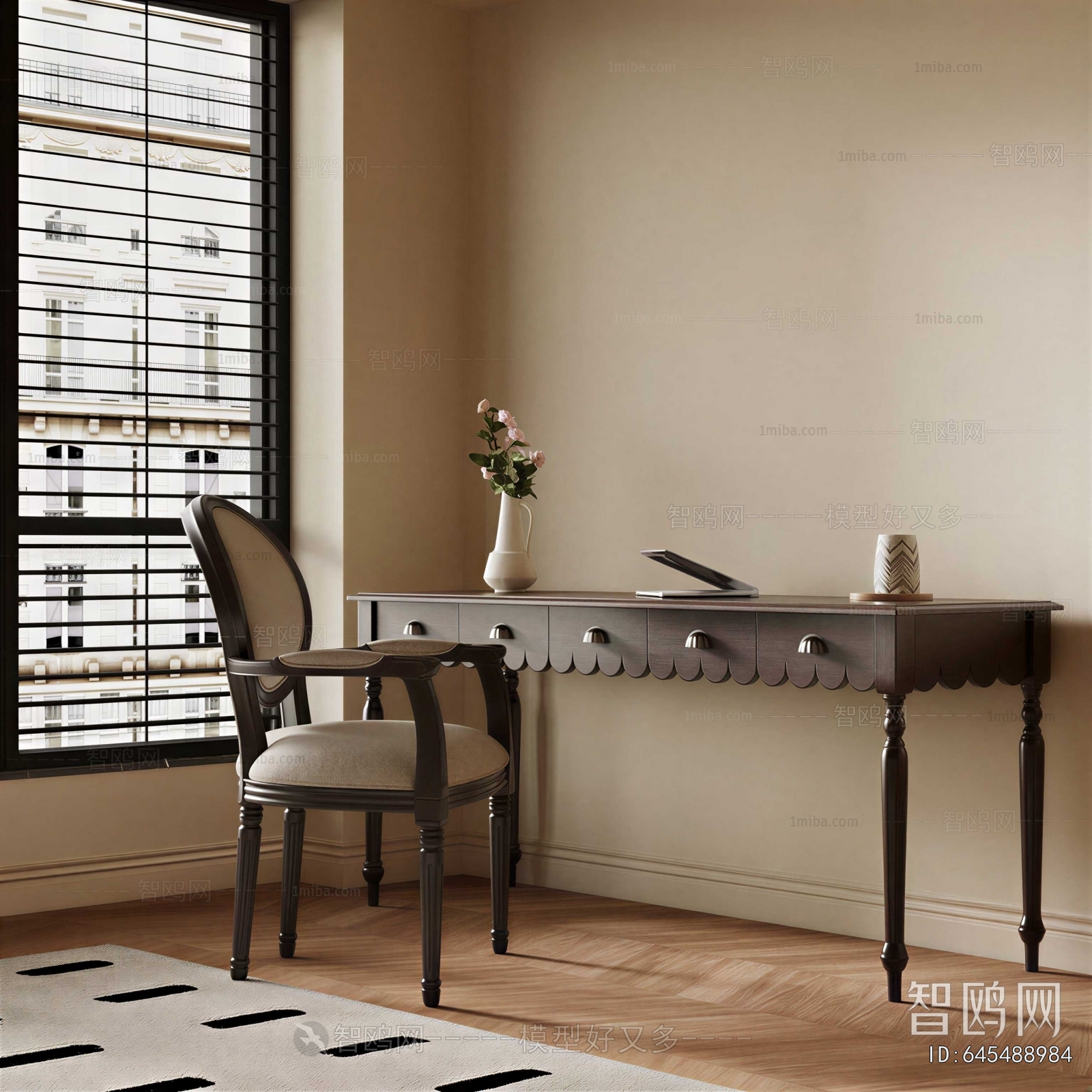 French Style Computer Desk And Chair